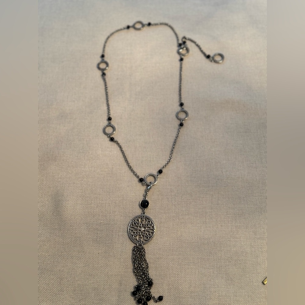 Lia Sophia Silver Necklace with Black Details